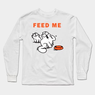 Feed Me Simons Cat Funny, For Men Simons Cat Feed Me Long Sleeve T-Shirt